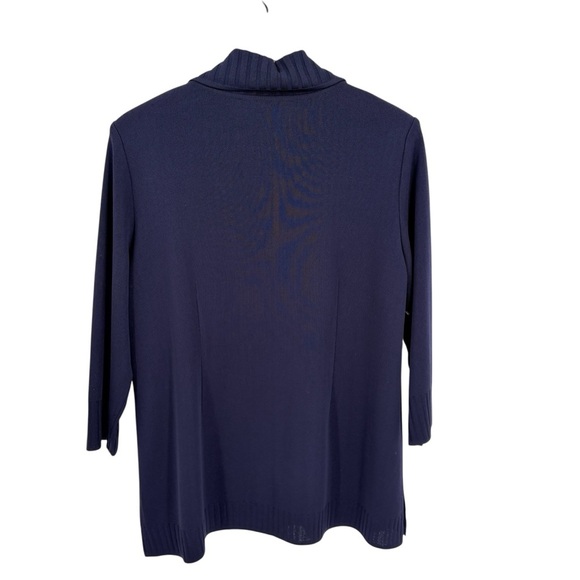 Misook Navy Knit Collar One Button Cardigan Large - Picture 2 of 3